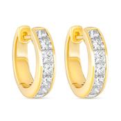 18k Yellow Gold and Princess Cut Diamond Hoop Earrings image