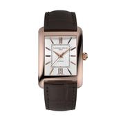 Classics Carrée Automatic 42x30mm, Silver Dial, Rose Gold PVD Case, Leather Strap Watch