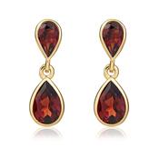 9k Yellow Gold Garnet Drop Earrings