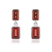 9k White Gold Octagonal Garnet Drop Earrings