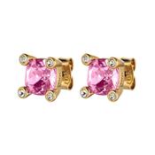 Clara Gold Coloured Rose Pink Earrings image