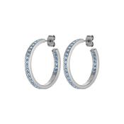 Justina Silver Toned Brass Blue Crystal Large Hoops image