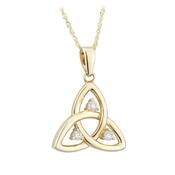 9K Gold Cz Open Trinity Knot Pendant Necklace image