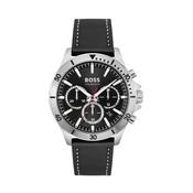 Troper 44mm Black Dial Quartz Black Leather Strap Watch