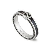 Interlocking Sterling Silver &amp; Black Enamel Ring image