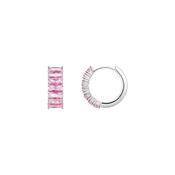 Pink Stone Sterling Silver Hoop Earrings image