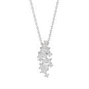 Sterling Silver CZ Multi Stone Long Pendant Necklace