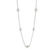 Sterling Silver CZ Shell Pearl Necklet