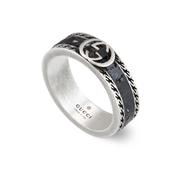 Interlocking Sterling Silver &amp; Black Enamel Ring image