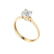 9K Yellow Gold CZ Solitaire Ring in Size Q
