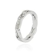 18K White Gold 0.22ct Diamonds Leaf Ring
