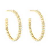 18k Yellow Gold and Diamond Hoop Earrings image