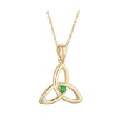 9k Yellow Gold Green Cubic Zirconia Trinity Knot Pendant Necklace image