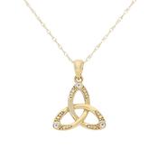 9K Yellow Gold Cubic Zirconia Trinity Knot Pendant Necklace image