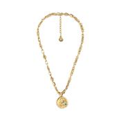 Talisman Leo Turquoise Stone Yellow Gold Plated Medallion Necklace image