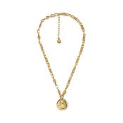 Talisman Virgo Turquoise Stone Yellow Gold Plated Medallion Necklace image