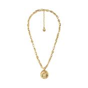 Talisman Libra Turquoise Stone Yellow Gold Plated Medallion Necklace image