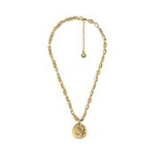 Talisman Scorpio Turquoise Stone Yellow Gold Plated Medallion Necklace image