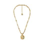 Talisman Capricorn Turquoise Stone Yellow Gold Plated Medallion Necklace image