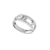 18K White Gold Move Classique Pave Diamond Ring Size 54