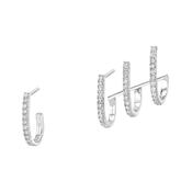 White Gold Multi-Créoles Gatsby Earrings