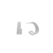 Large Sterling Silver Ridged Hoop Earrings