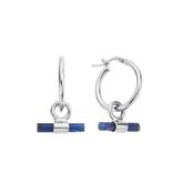 Sterling Silver Sodalite T-Bar Hoop Earrings