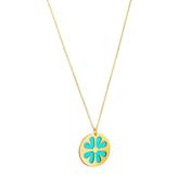 9k Yellow Gold Tiff Blue Enamel Flower Pedant Necklace image
