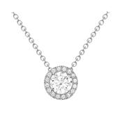 9K White Gold Round White Cubic Zirconia Pendant Necklace image