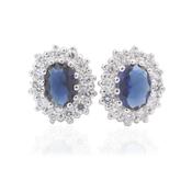 Sterling Silver Blue Cubic Zirconia Cluster Stud Earrings image