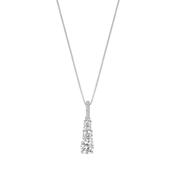 Graduated 3 Cubic Zirconia Silver Pendant Necklace