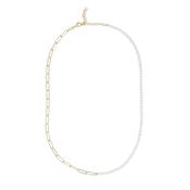 Sterling Silver Yellow Half Pearl Paperlink Necklace image
