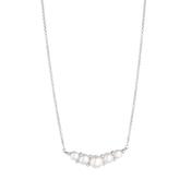Sterling Silver CZ 5 Freshwater Pearl Bar Necklace image