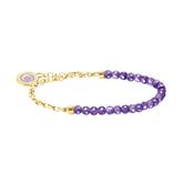 Purple Bead Gold Plated Charm Carrier Bracelet