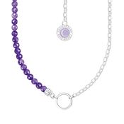 Purple Beads Sterling Silver Charm Carrier Necklace 45cm