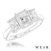 Platinum Lab Grown 1.00ct E VS1  Radiant cut Lab Grown Diamond Dress Ring