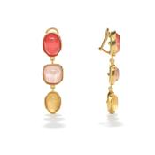 Cabochons Three Pendant Clip Drop Earrings image