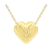 9k Yellow Gold Sliding Heart Diamond Cut Necklace
