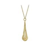 9k Yellow Gold Diamond Cut Teardrop Necklace image