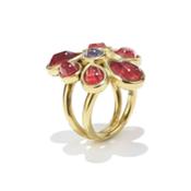 Mini Cabochons Red Flower Ring- Size 53 image
