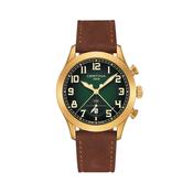 DS Pilot 43mm Green Dial Quartz Gold Plated Leather Strap Watch image