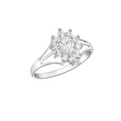 9K White Gold Round Cubic Zirconia Cluster Ring Size K image
