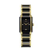 Integral Diamonds 22.7mm, Black Dial, Quartz Movement, Ceramic and Stainless Steel PVD Case, Ceramic and Stainless Steel PVD Bracelet Watch image