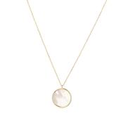 9k Yellow Mother of Pearl Round Pendant Necklace image