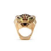 Vintage Cartier 18k Yellow Gold Pantera Peridot Onyx Ring sz 53