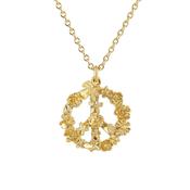 Gold Plated Silver Sterling Floral Peace sign "Faith" Necklace image