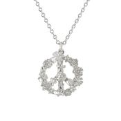 Silver Sterling Floral Peace sign "Faith" Necklace image