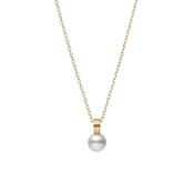18k Yellow Gold 7.25mm Akoya Cultured Pearl Pendant Necklace