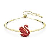 Gold Plated Red Crystal Iconic Swan Bangle Bracelet