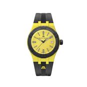 Aikon Tide 40mm, Yellow Dial, Quartz Movement, 100% Tide Ocean-Bound Upcycled Plastic Case, Black Rubber Strap Watch image